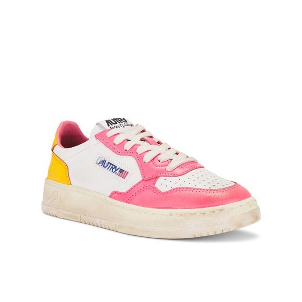 Autry Pink + Marigold Medalist Super Vintage Lace Up Sneakers - Size 38